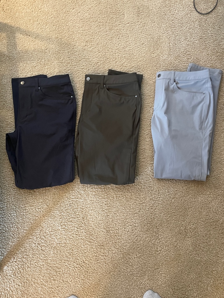Lululemon Mens Abc Stretch Performance Pants - Dark Gray Olive, Light Gray